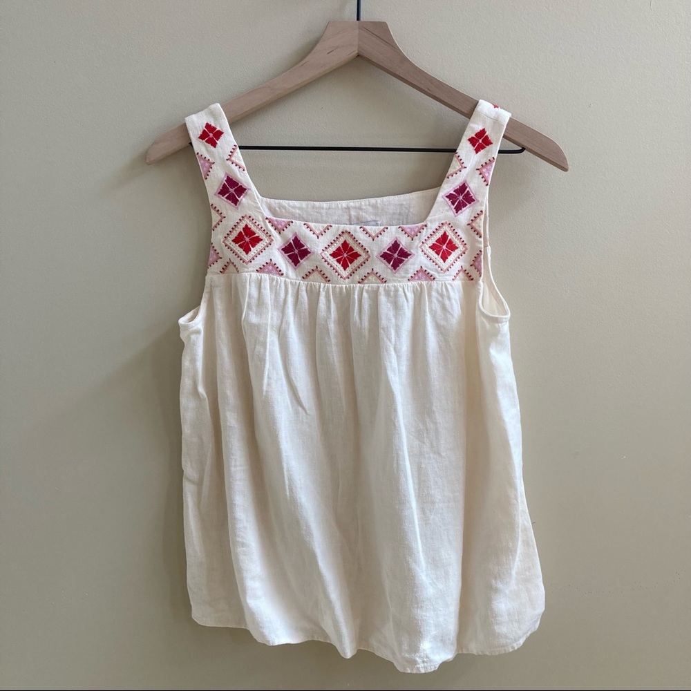 Madewell- NWOT breezy cream embroidered tank, small